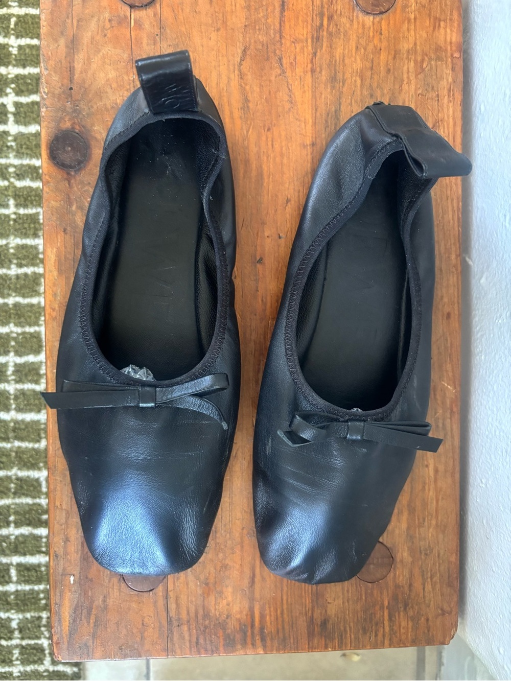 Loewe black leather square toe ballet flats 41 - Picture 2 of 7